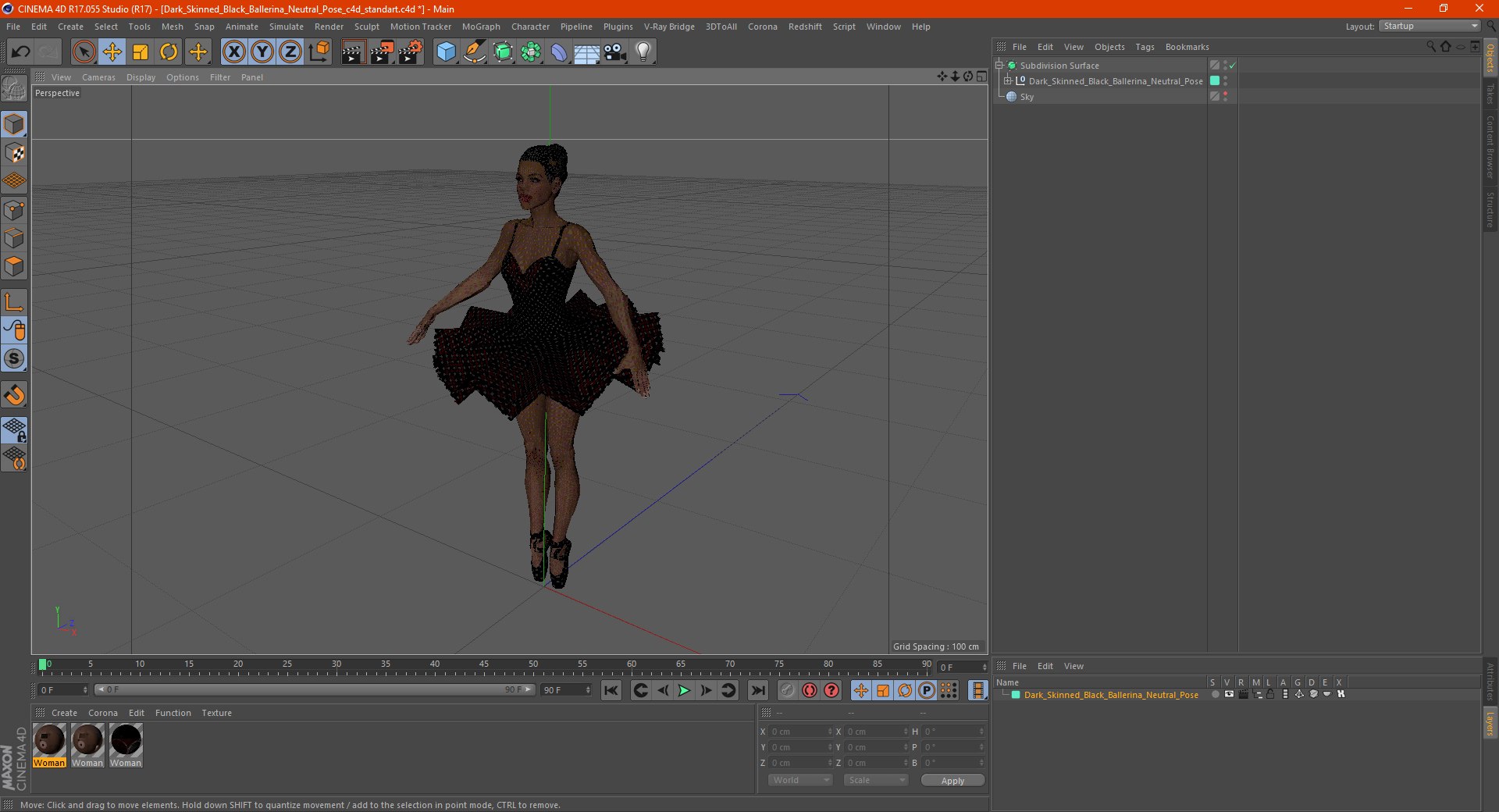 Dark skinned black ballerina model - TurboSquid 1669444