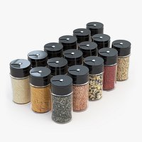 Jars Set with Various Spice