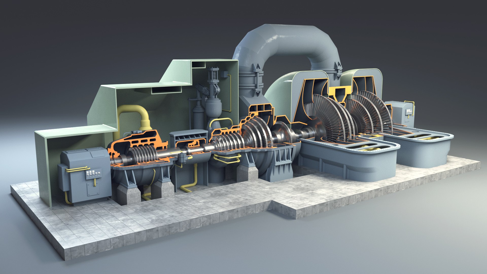 Steam Turbine 3D Model - TurboSquid 1149386