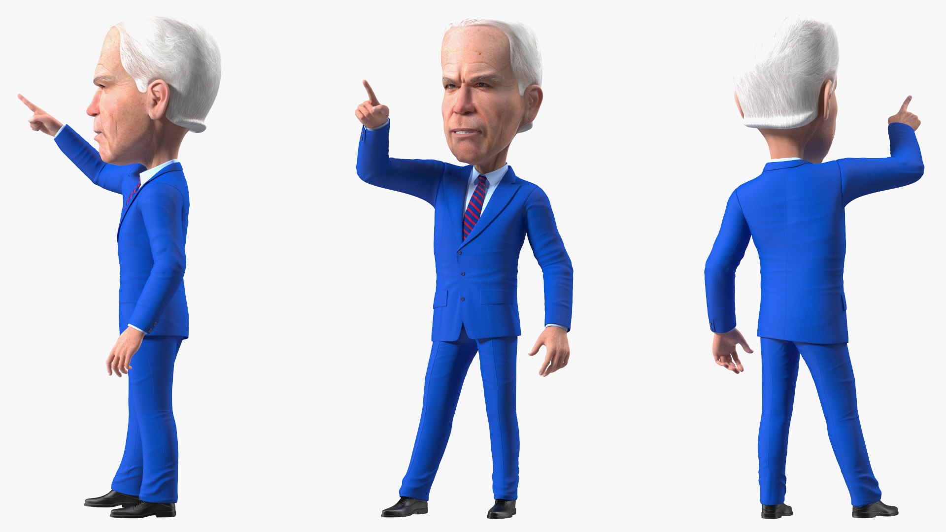 Cartoon Joe Biden Pointing Pose 3D model preview