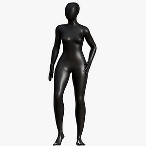 Rigged Mannequin Female Black PBR model