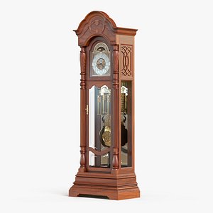 Antique Grandfather Clock with Pendulum 3D model