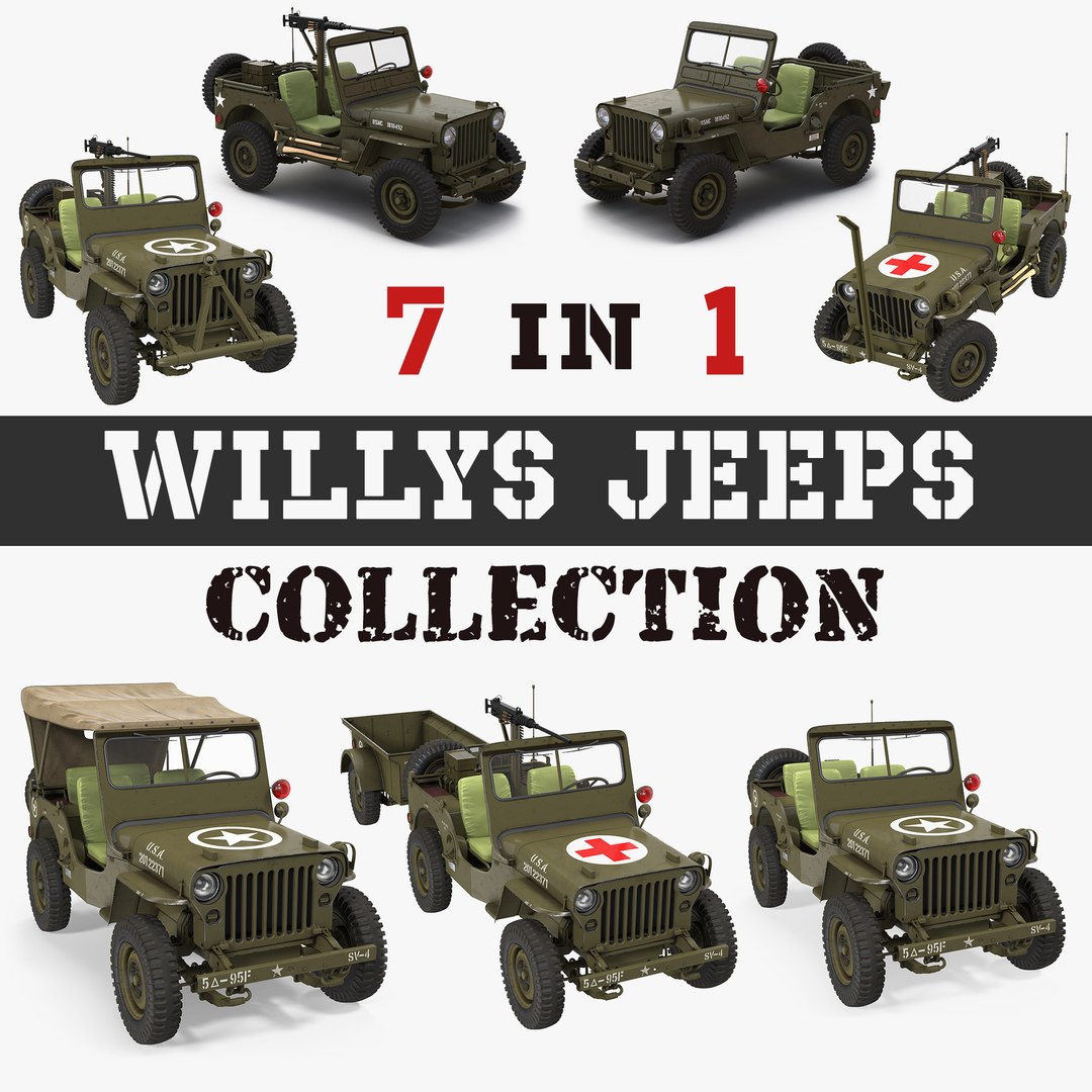 Willys Jeeps 3D Models Collection 3D model preview