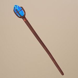Old wooden staff PBR  low-poly