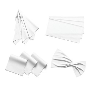 White Folded Fabric Sample 4 Types - crumpled cotton textile pieces set model