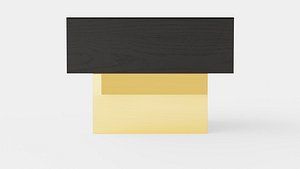 3D Glass-top Side Table Black Gold