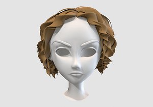 3D short curly hairstyle model
