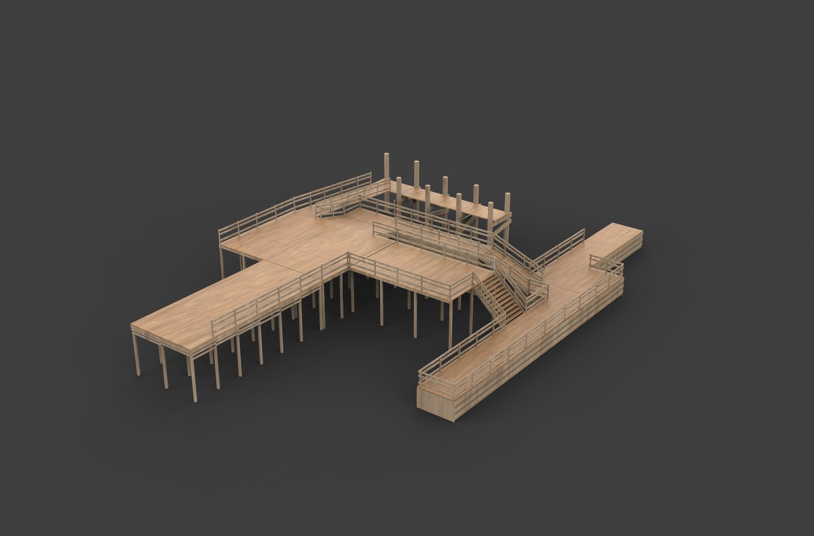 3D Modular Wood Walkway 3D Model - TurboSquid 2493420