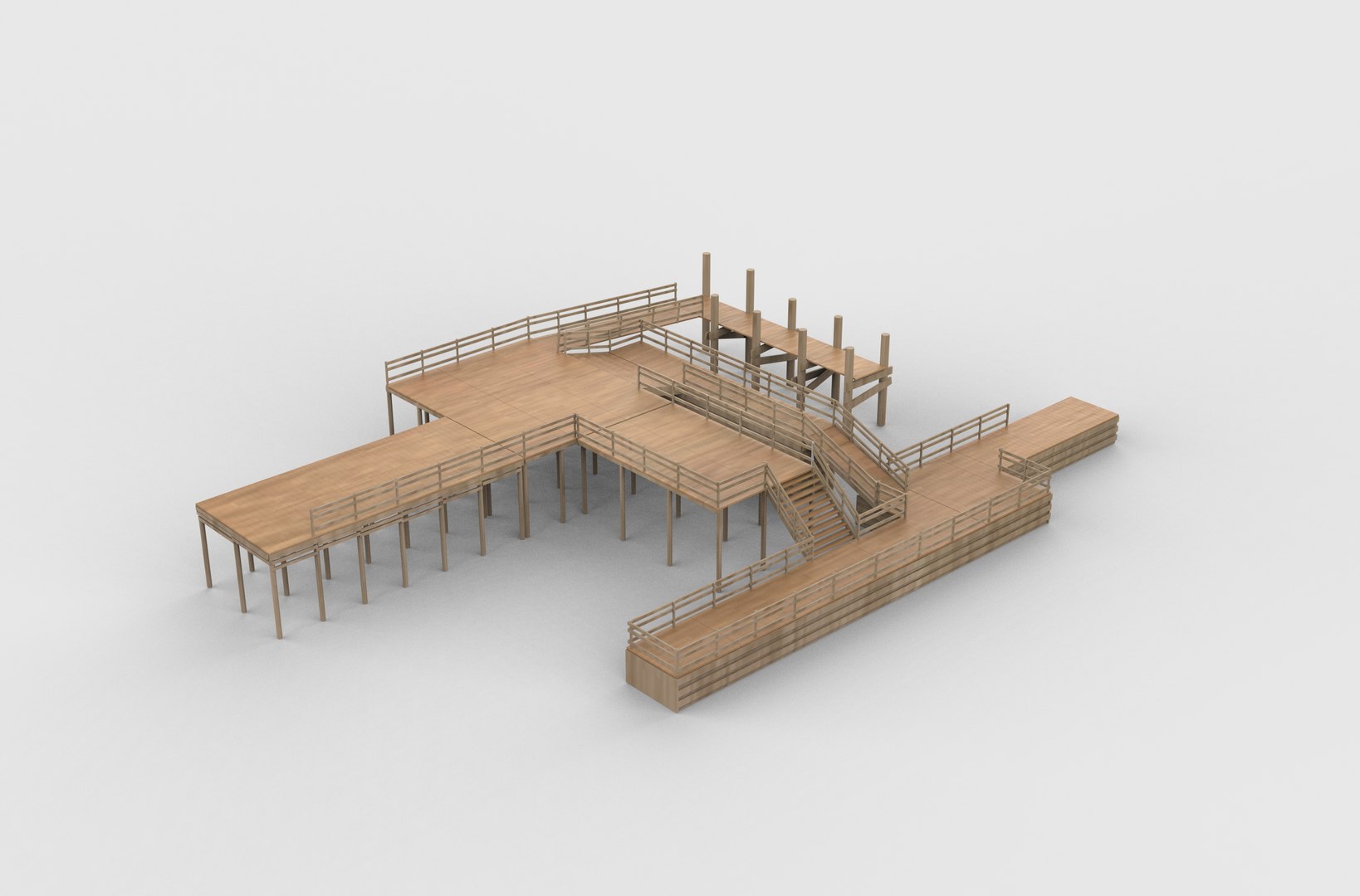 3D Modular Wood Walkway 3D Model - TurboSquid 2493420