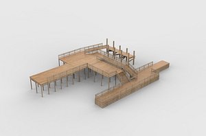 3D Modular Wood Walkway 3D model