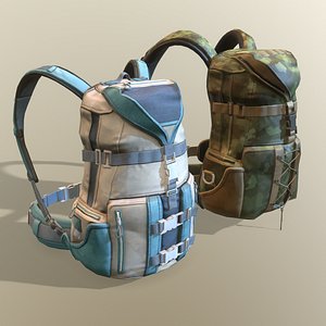 2 Travel Backpacks Low-poly 3D model model