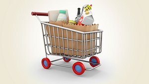 cartoon shopping cart model