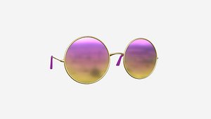 3D Sunglass Rounded D12 Pink Yellow - Character Design Fashion model