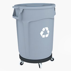 Trash Bin with Trash Can Dolly 3D model