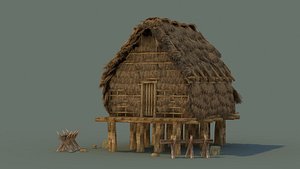 3D thatched cottage  countryside Residential Building