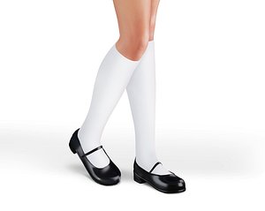 School Uniform Flat Shoes With Socks