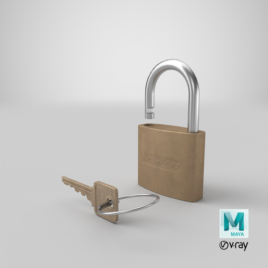 3D Padlock with Key https://p.turbosquid.com/ts-thumb/Sv/1yYWl5/vR/stemcell_maya_vray_render/png/1628173585/1920x1080/fit_q87/a88cb34a4ec61d9cdb575d58ca1233c4902b1fc2/stemcell_maya_vray_render.jpg