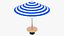 Stylized Beach Umbrella Patio Parasol 3 Color Variations 3D Model Game Ready 4K PBR