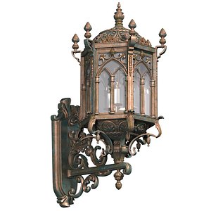 3D Arabic Streetlight Wall Lighted Copper Lantern Sconce model