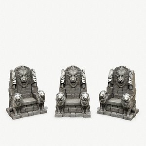 3D Lion Stone Throne