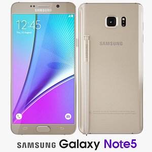3d samsung galaxy note5 gold model