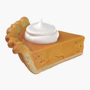 A Slice Of Pumpkin Pie With Whipped Cream 3D model