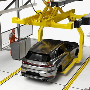 3D Porsche Body Conveyor and Worker model