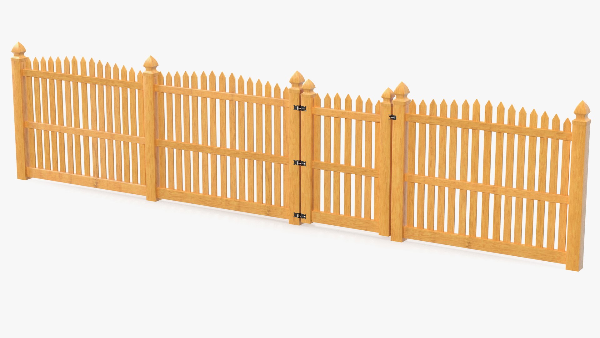 Traditional Fencing Palisade Pointed Pales 3D model preview