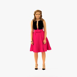 Woman in crimson skirt 0483