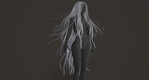 3D model realistical long woman hairstyle