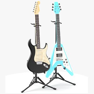 Two Detailed Electric Guitar 3D model