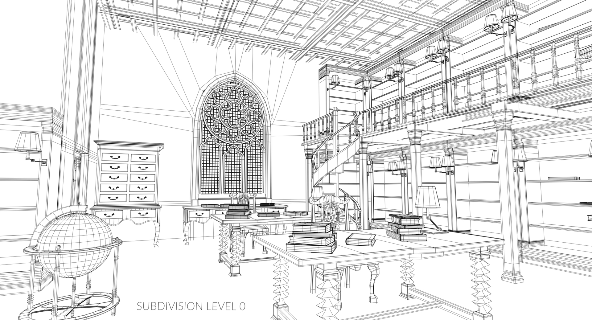 3D old library model - TurboSquid 1377890