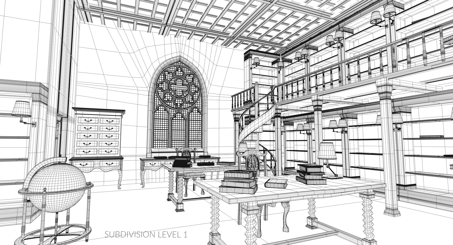 3D old library model - TurboSquid 1377890