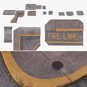 3D set road curb hatches grille 3D model