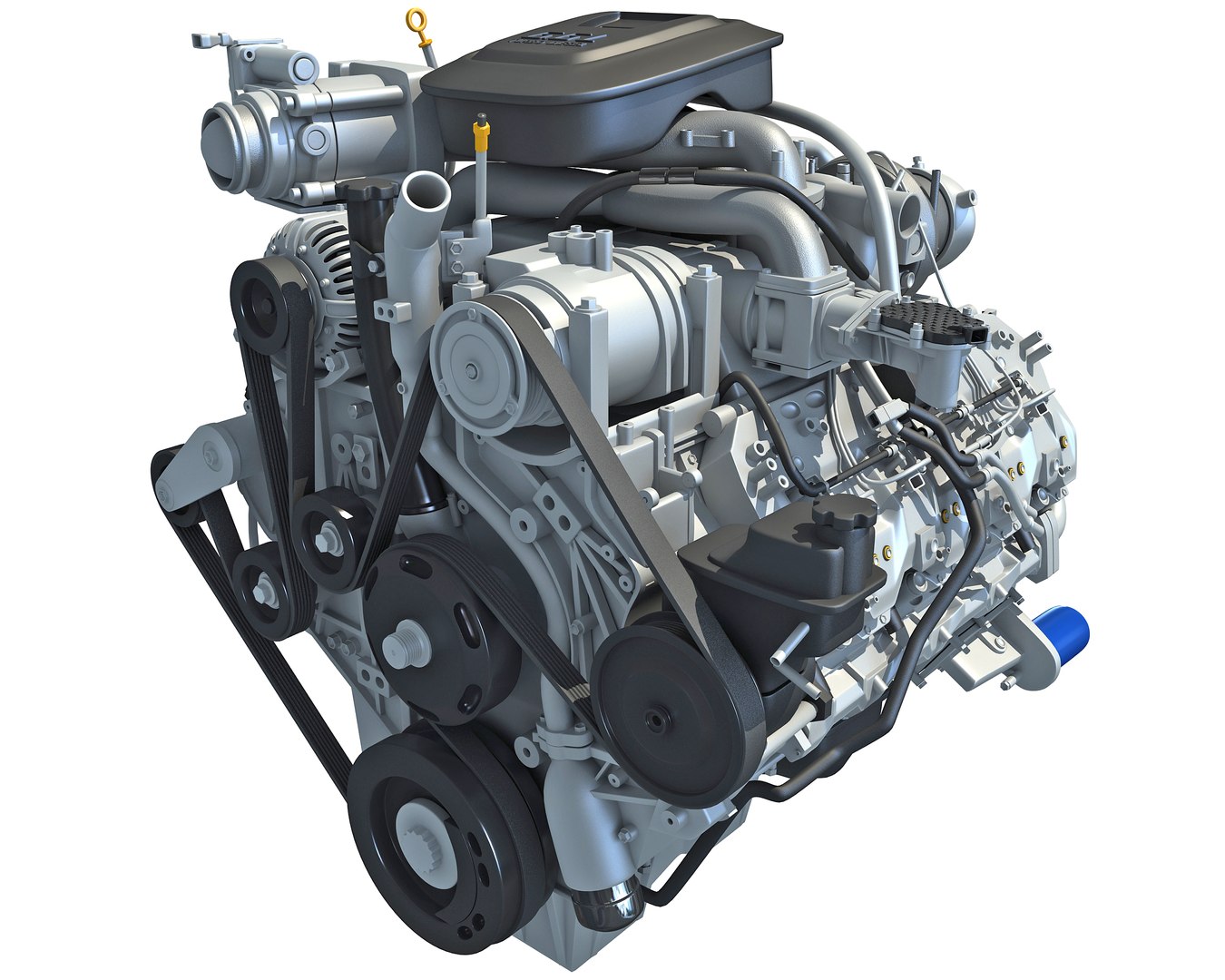 Diesel Turbo - 6-cylinder Engine 3D Model - FlatPyramid