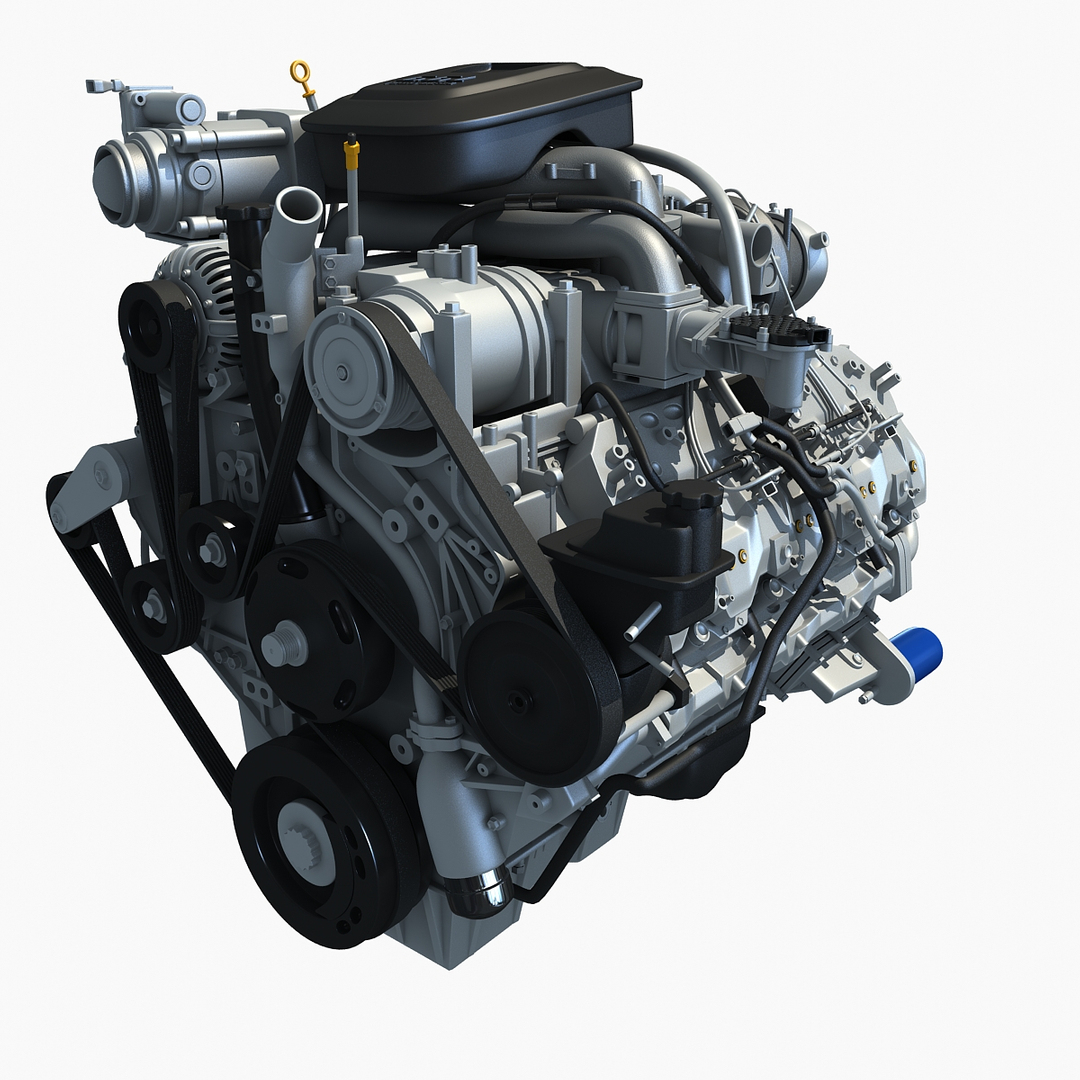 Diesel Turbo - 6-cylinder Engine 3D Model - FlatPyramid