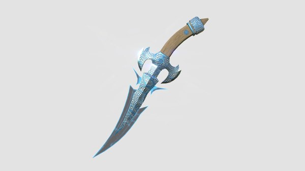 Medieval Dagger 08 Blue Elemental - Fantasy Character Weapon 3D model ...