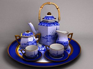 coffee tea set 3d obj
