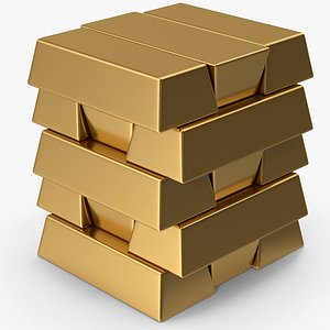 3D Gold Bars Stack