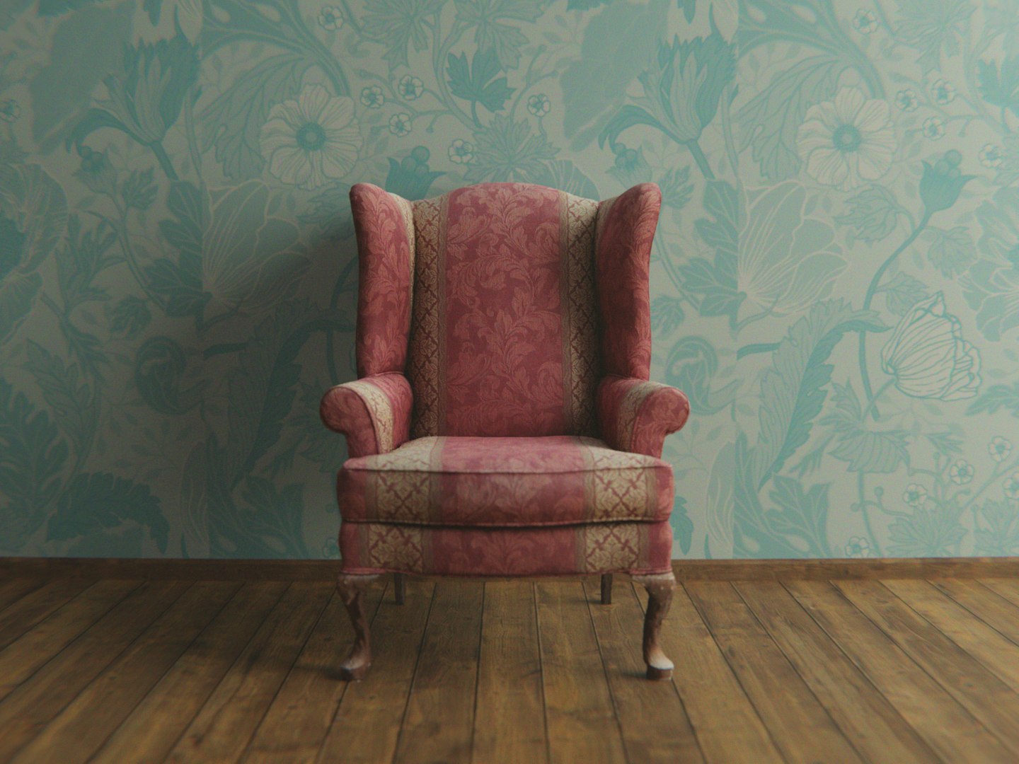 Red Wingback Chair Model TurboSquid 1947774