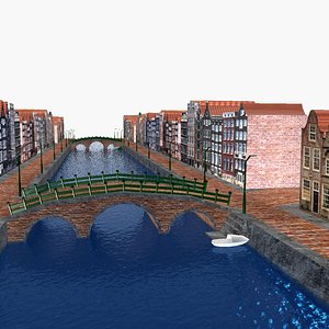 3D Houses on Canal model