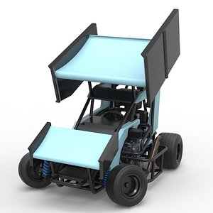 Winged 600 Micro sprint car while turning Scale 1 to 25