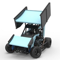 Winged 600 Micro sprint car while turning Scale 1 to 25