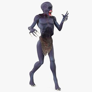 3D scary creature standing pose model
