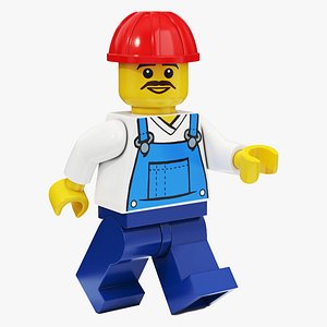 Minifigure LEGO Worker Rigged for Maya 3D