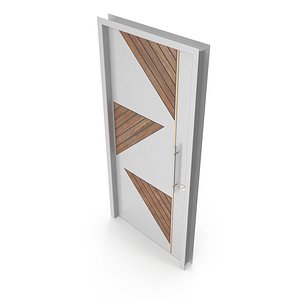 3D model Modern Design White Metal Steel Door with Wooden Details model