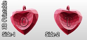 3d-printable valentine crystal-heart-twoletters pendant obj