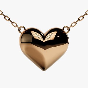 Heart love Gold Pendant 3D print model 3D