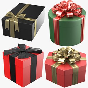 3D Detailed Four Christmas Gifts