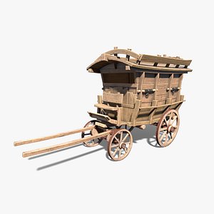 Low-poly Wooden Carriage